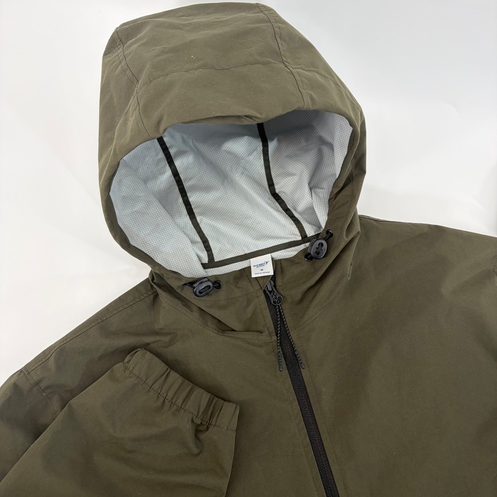 Old Navy Active Mens Olive Green Hooded Windbreaker Jacket Medium Reflective